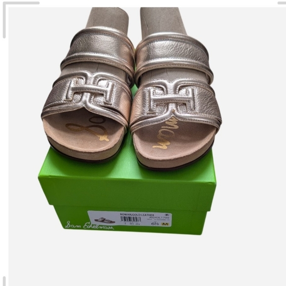 Sam Edelman Metallic Slide Sandals - Picture 2 of 7